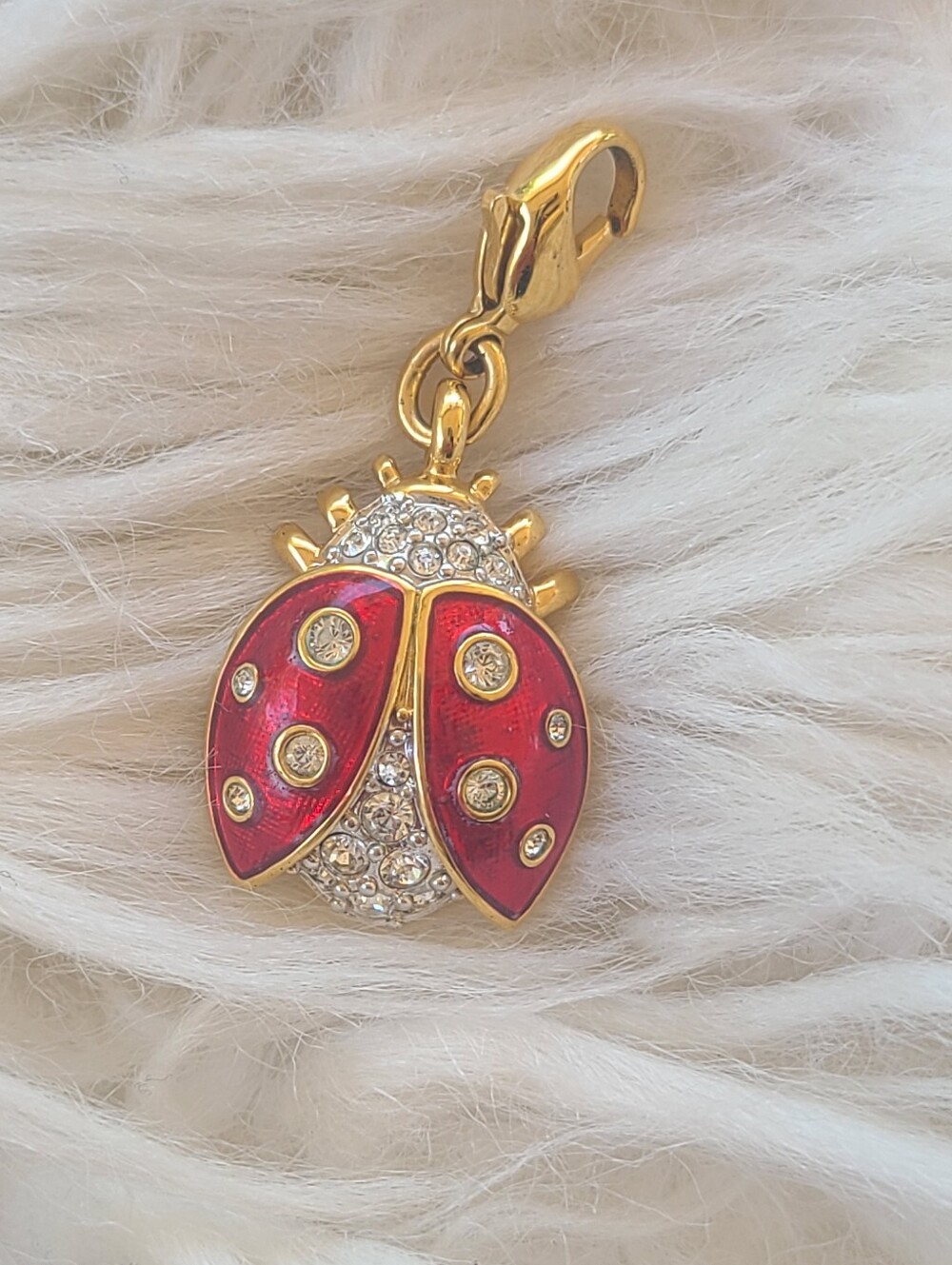 Swarovski Gold Toned Red Ladybug Charm- Great Condition